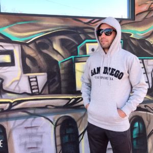 San Diego California Applique Embroidery Heather Gray Hoodie