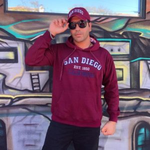 San Diego Est 1850 California Applique Embroidery Burgundy Hoodie