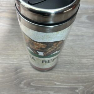 T MUG CAL4965 TRAVEL MUG SS/PLAT DISTRESSED CA FLAG