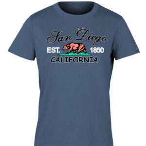 AET 1204 SD,CA Bear 1850 Emb Heather Navy Adult T- Shirt