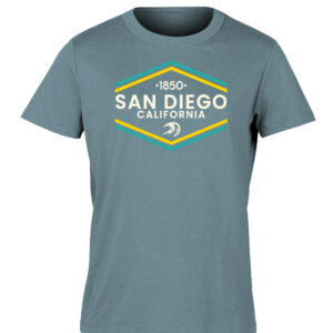 AT 9010 SD,CA  EST.1850 Waves Heather Blue Adult T- Shirt
