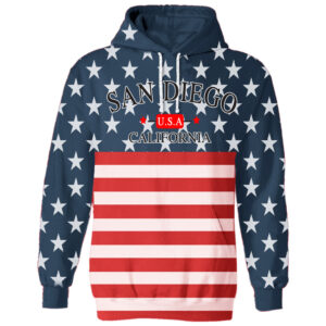 AEH 4006 SD,CA USA Adult Emb Hoodie USA Flag