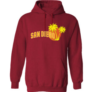 AH 5006 SD,CA Palm Tree, Sun Burgundy Adult Hoodie