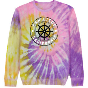 AS 2003 SD,CA Ship Wheel Tie-Dye  Adult Sweatshirt Screen Printing