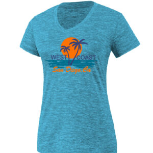 LVNT 1111 SD,CA West Coast  Ladies Turquoise V-Neck Adult T-Shirt