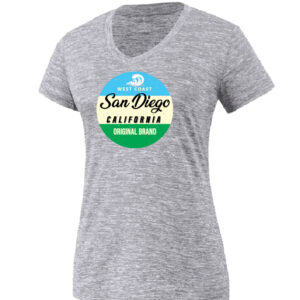 LVNT 1106 SD,CA  West Coast  Ladies Grey V-Neck Adult T-Shirt