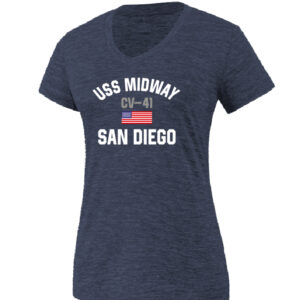 LVNT 1108 SD,CA CV- 41 Midway Ladies Navy V-Neck Adult T-Shirt