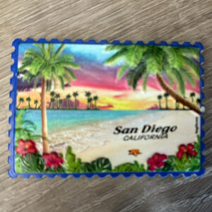 CR MG 73502 SQUARE PALM TREE SUNSET RESIN  MAGNET