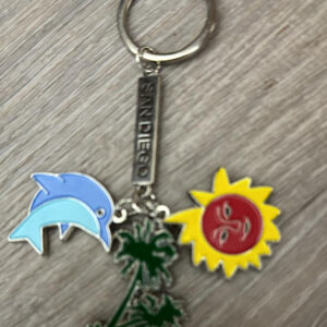 KC-020 SUN.PALM,DOLPHIN SD METAL KEYCHAIN
