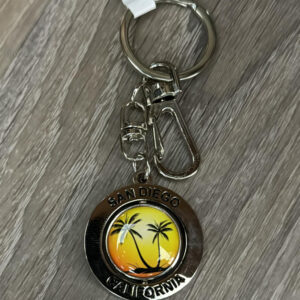 KC-037 SAN DIEGO SPINNING PALM TREE METAL KEYCHAIN