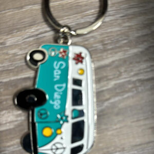 KC-QMK-097SD SAN DIEGO WOODY CAR  METAL KEYCHAIN Aqua
