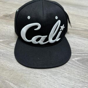 CAP 1317 White Print CALI Snap-Back Cap Black