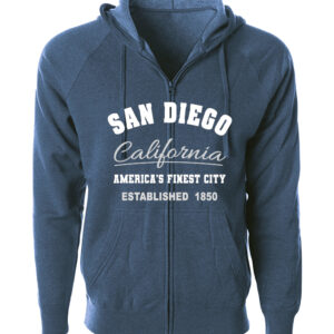 YH 6006 SD,CA EST,1850 Youth Heather Navy Zipper Hoodie