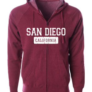 AZ 1004 SD,CA D-1 Adult  Burgundy Zipper Hoodie