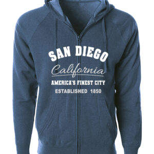 AZ 1005 SD,CA EST. 1850 Adult Heather Navy Zipper Hoodie