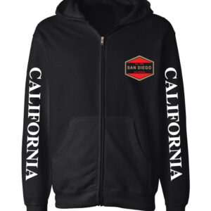 AZ 1006 SD,CA Left Chest Adult Black Zipper Hoodie