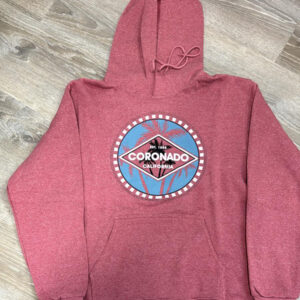 CRO 006 Coronado CA, Maroon Est 1885 Diamond D Circle Adult Hoodie
