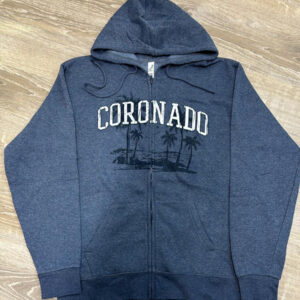 CRO 011 Coronado Heather Navy Adult Zipper Hoodie