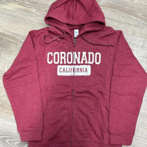 CRO 012 Coronado Maroon Adult Zipper Hoodie