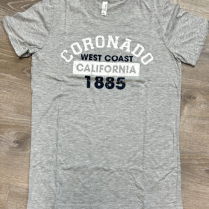 CRO 023 Grey Coronado West Coast Est. 1885 CA, Waves Adult T-Shirt