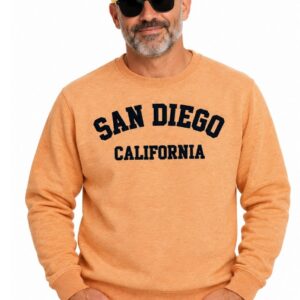 Orange San Diego adult sweatshirt with screen-printed lettering