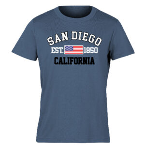 AET 1214 SD, Est. 1850 Flag CA. Emb Navy Adult T- Shirt