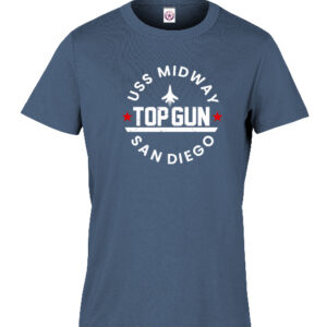 AT 9029 USS MIDWAY TOP GUN SD, Heather Navy Adult T-Shirt
