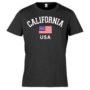 AT 9030 California Flag USA Black Adult T-Shirt