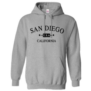 AEH 4011 San Diego California Heather Gray Adult Embroidery Hoodies