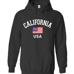 AH 5023 California Flag USA Black Adult Hoodie