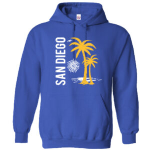 AH 5026 SD,Sun Palm Tree Cool Blue Adult Hoodie