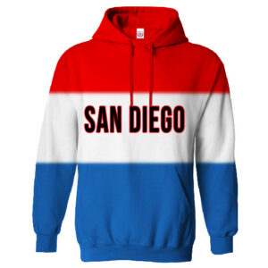 AH 5027 SD, D-2, Red/White/Royal Blue Adult Hoodie