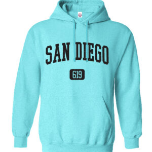 AH 5028 San Diego 619 Turquoise Adult Hoodie