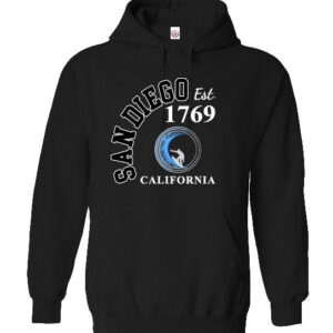 AH 5030 San Diego Est. 1729 California Black Adult Hoodie