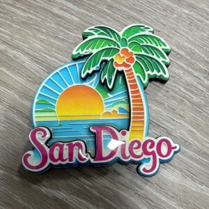 WM002 SUN SET PALM TREE SAN DIEGO WOOD MAGNET
