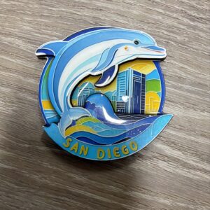 WM003 DOLPHIN CITY SAN DIEGO WOOD MAGNET