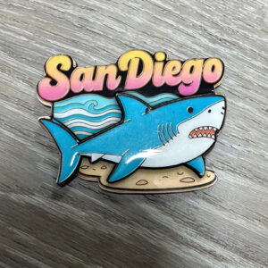 WM005 SAN DIEGO BEACH SHARK WOOD MAGNET