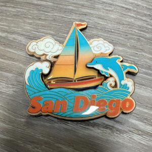 WM007 SAN DIEGO DOLPHIN BEACH SHIP WOOD MAGNET