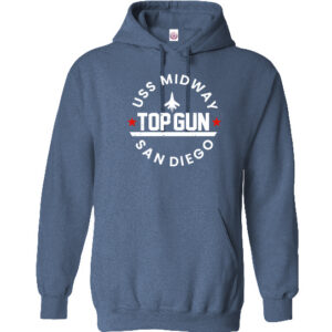 YT 6008 USS MIDWAY TOP GUN SD, Heather Navy Youth Hoodie