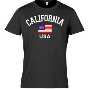 YT 7013 California Flag USA Black Youth T- Shirt