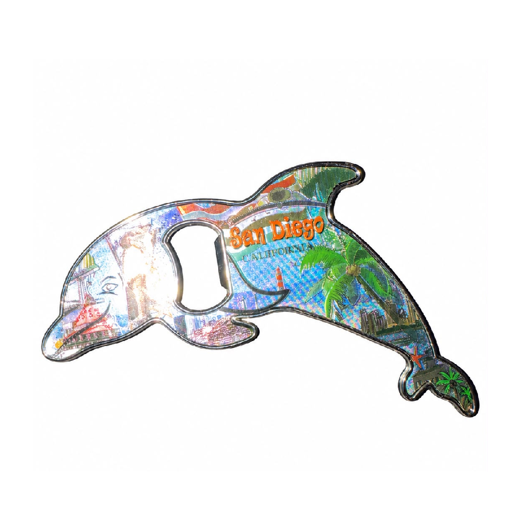 BOM 024 Dolphin & San Diego Landmarks Bottle Opener Magnet