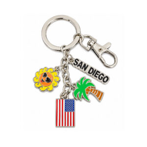 KC 088 Sun Palm Tree & USA Flag Keychain