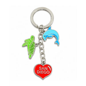 KC 102 Dolphin, Sea Turtle & Heart Keychain