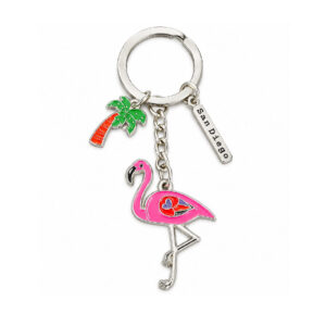 KC 303 San Diego Flamingo & Palm Tree Keychain