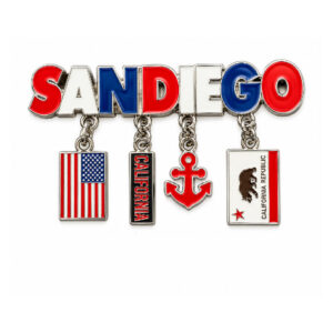 MM 023 San Diego Text with USA Flag, California Charm, Anchor and State Flag