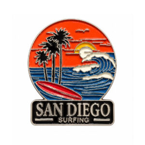 MM 106 San Diego Surfing Magnet with sunset, Palm Trees and Ocean Waves