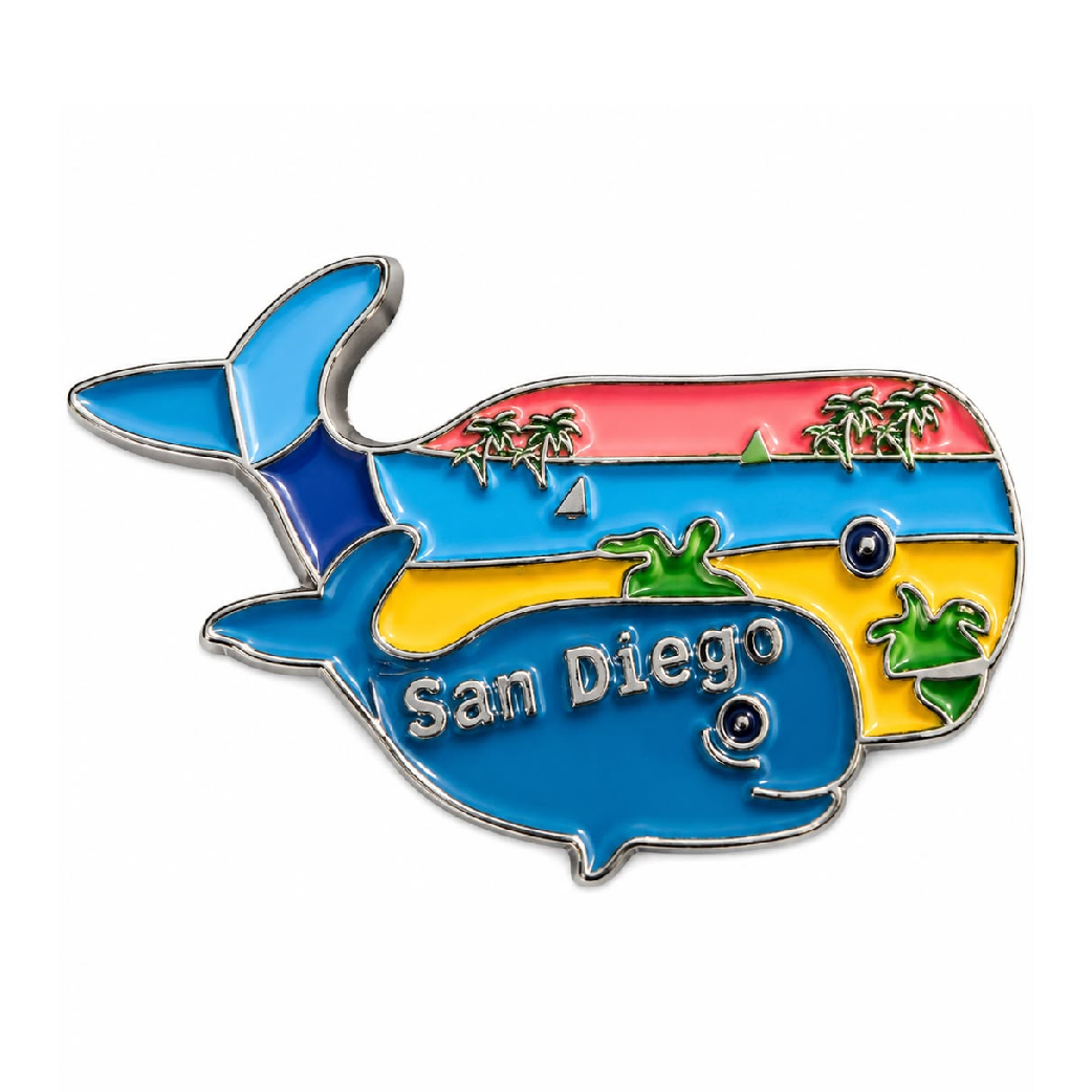 MM 104 Colorful whale magnet with a Tropical Sunset Design