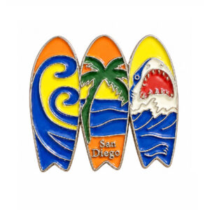 MM 103 Colorful Surfboard Magnet with Waves, Palm Tree & Shark