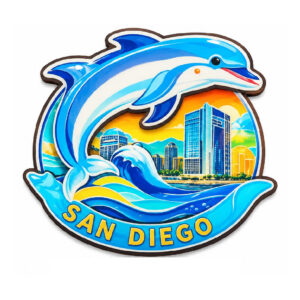WM 003 San Diego Dolphin Wood Magnet
