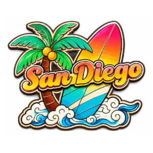WM 006 San Diego Surfboard Wood Magnet